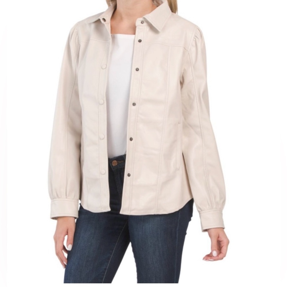 BLANK NYC Bone Puff Sleeve Faux Leather Jacket size medium - Picture 1 of 10